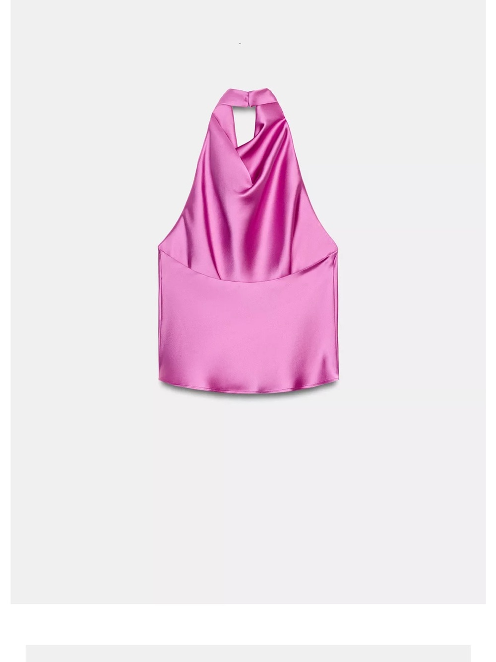 Zara Pink Satin Halter Neck Blouse - Picture 2 of 5